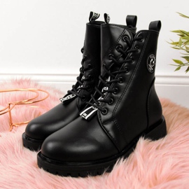 Botas isoladas assimétricas Jr EVE322A pretas branco preto 1