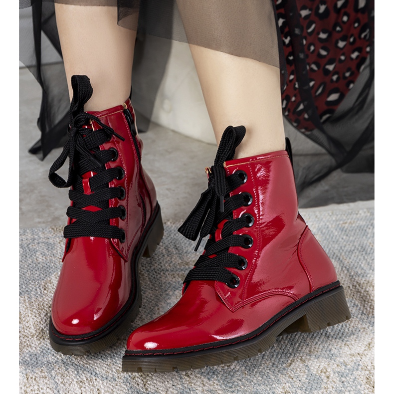 Botins Delphine de couro envernizado vermelho 1