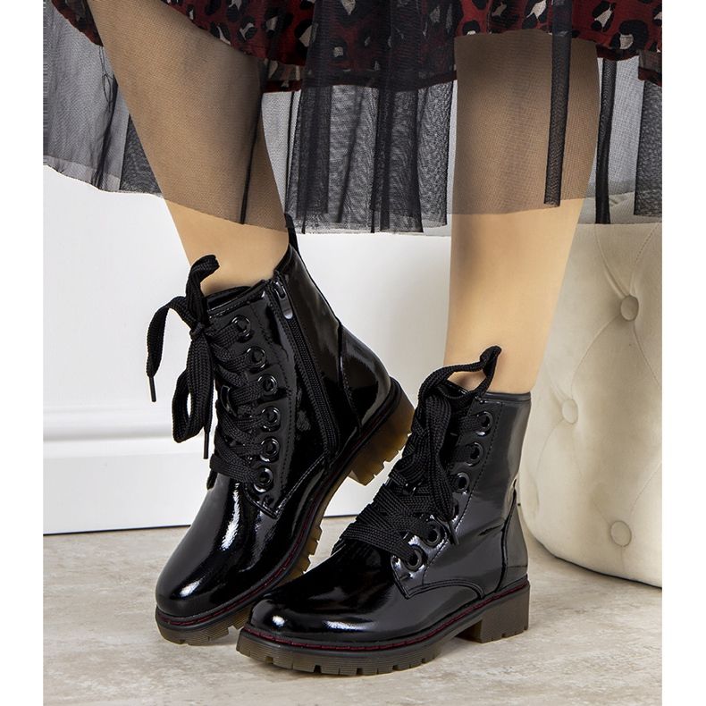 Evento Botas de couro preto Delphine 2