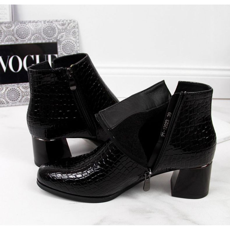 Botas de salto alto com pele de cobra Potocki W WOL30A preta preto 1 Botas de salto alto com pele de cobra Potocki W WOL30A preta preto 1