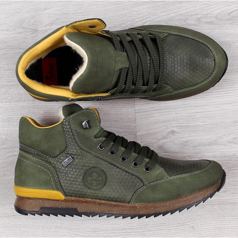 Sapatos com isolamento de couro Rieker M R498 cáqui verde 2 Sapatos com isolamento de couro Rieker M R498 cáqui verde 2