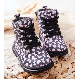 PE1 Botas de couro aquecidas com lã cinza com borboletas Amy 1