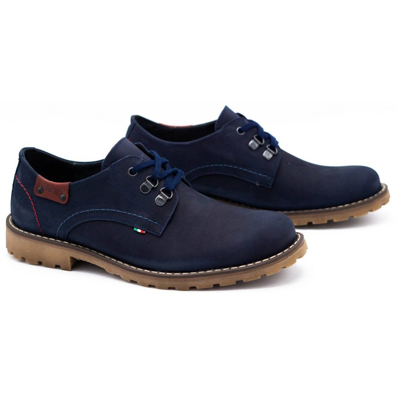 Olivier Sapatos masculinos botins de couro azul marinho 812 MP 2