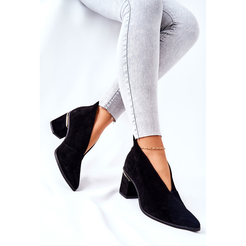 Botas de couro com salto alto Laura Messi Black 2344 preto 2