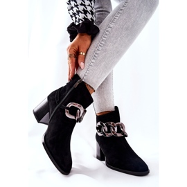 Botas de couro com corrente Laura Messi Black 2345 preto 2