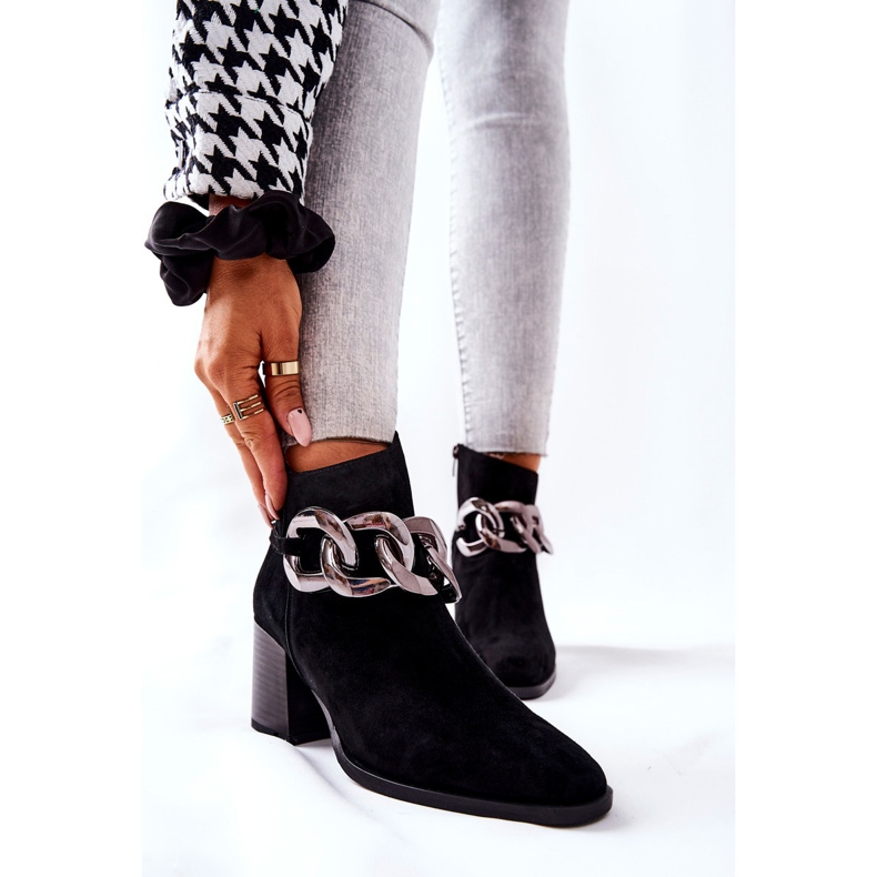 Botas de couro com corrente Laura Messi Black 2345 preto 1