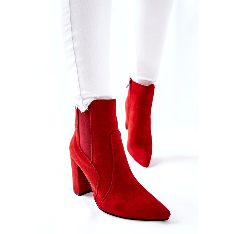 PG1 Botas de camurça femininas de salto alto vermelho Kastren 5