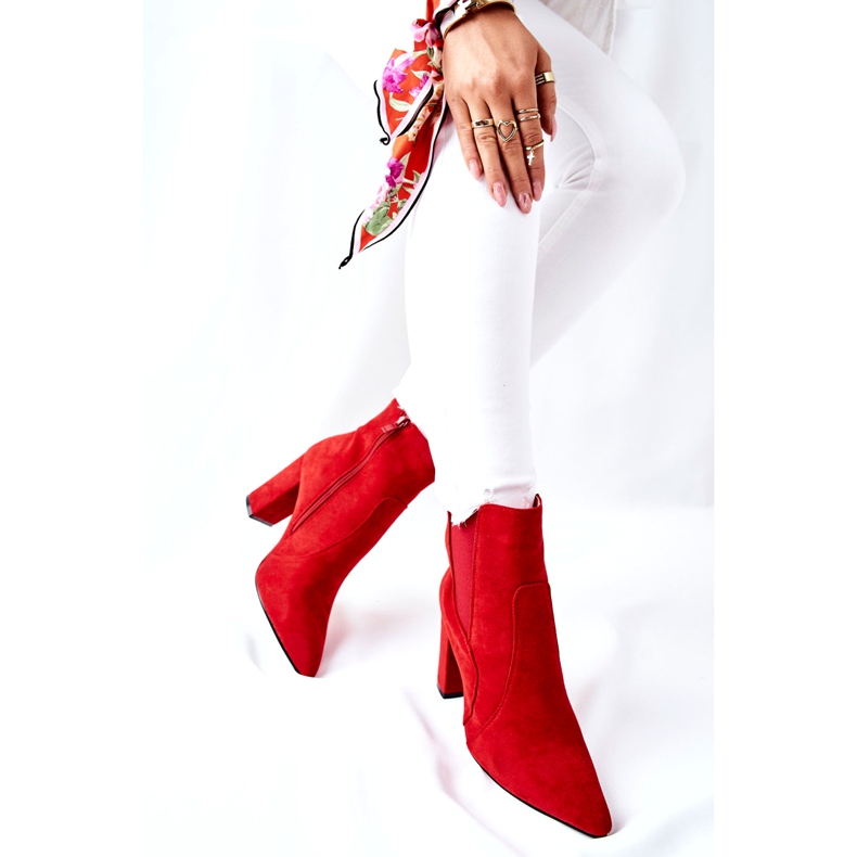 PG1 Botas de camurça femininas de salto alto vermelho Kastren 1