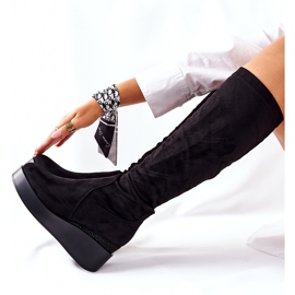 S.Barski Botas de camurça cunha S. Barski Preto Celina 5