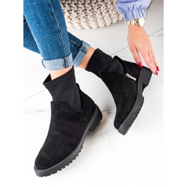 Bella Star Botas de camurça deslizantes preto 2