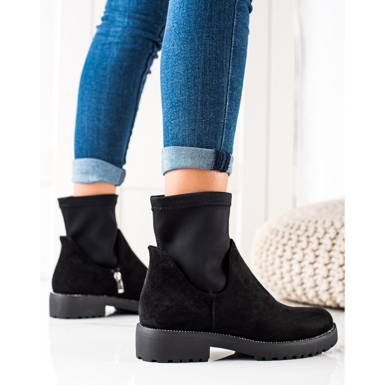 Bella Star Botas de camurça deslizantes preto 1