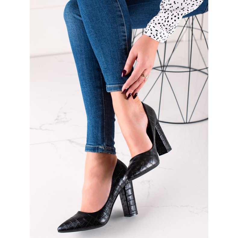 Sweet Shoes Bombas pretas com couro ecológico preto 1