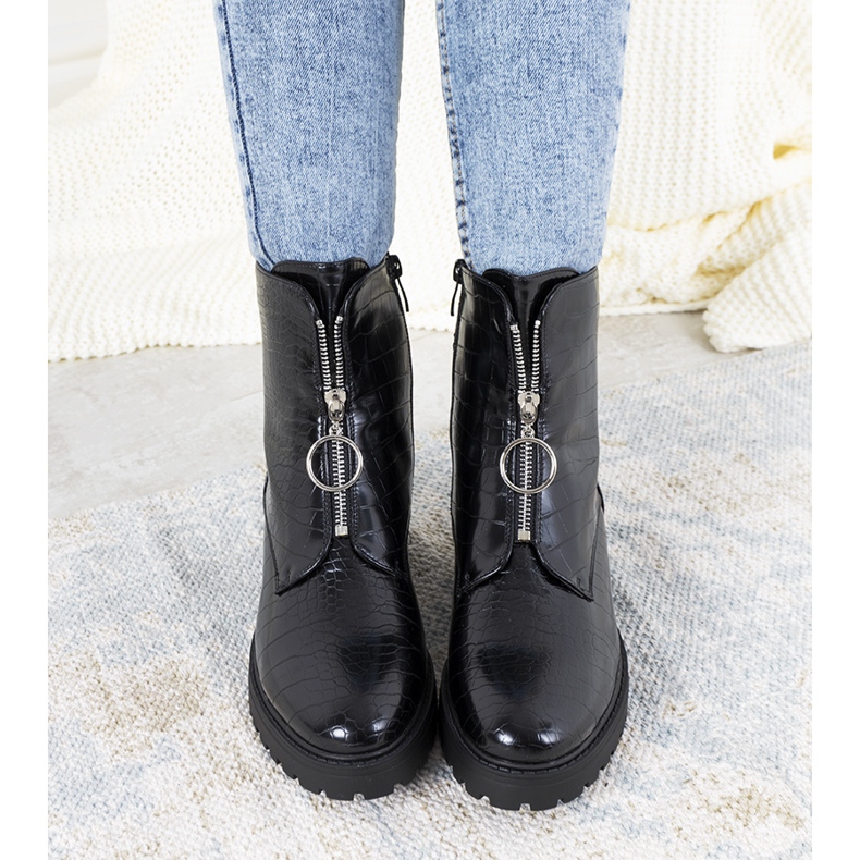 Botas pretas com zíper decorativo Parnell preto 1