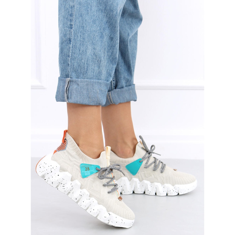 Sapatos esportivos bege NB387 bege de sola alta 2