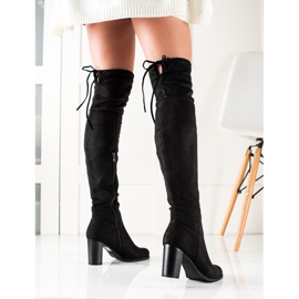 TRENDI Botas de salto alto até a coxa preto 1