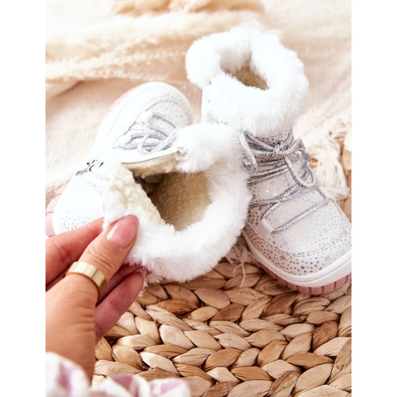 PE1 Botas de neve quentes com estrelas brancas de pele branco 1