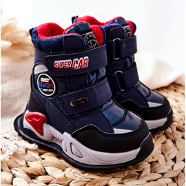 PJ2 Botas de neve quentes botas com velcro azul marinho Rizie 1