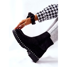 Botas pretas de camurça venie com pérolas preto 2 Botas pretas de camurça venie com pérolas preto 2