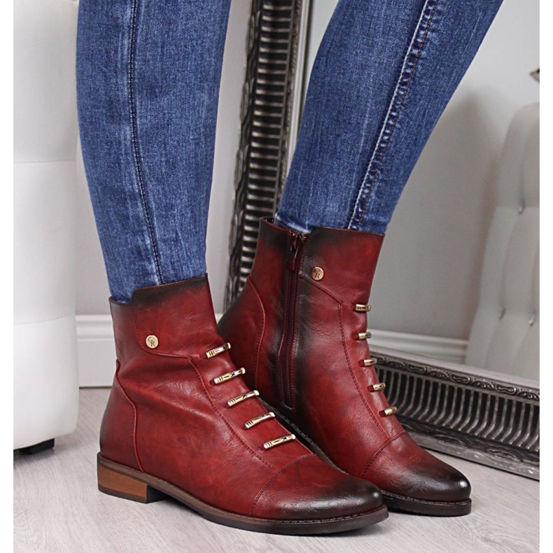 Botas com enfeites Jezzi W JEZ52C vermelho preto 2