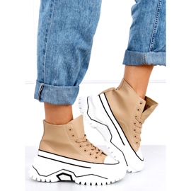 Tênis Corbel Khaki de sola alta bege cáqui 1