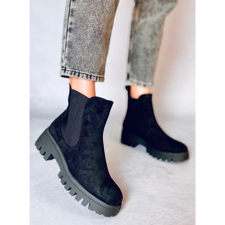 Botas chelsea femininas negras desagradáveis preto 1