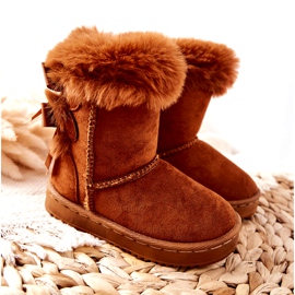 FR1 Botas infantis quentes com arcos D.Khaki Funky botas de neve marrom 6