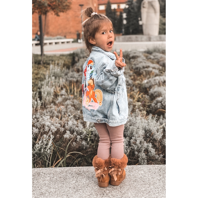 FR1 Botas infantis quentes com arcos D.Khaki Funky botas de neve marrom 4