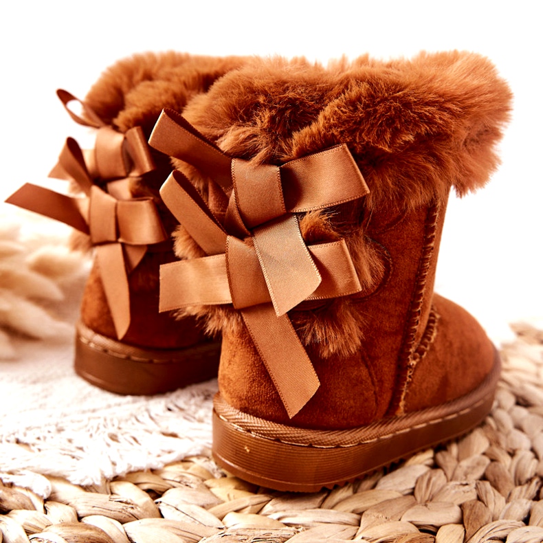 FR1 Botas infantis quentes com arcos D.Khaki Funky botas de neve marrom 5