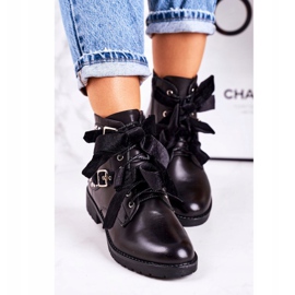 SEA Botas quentes femininas com fechos e fita preta especial preto 2