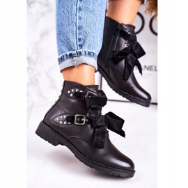SEA Botas quentes femininas com fechos e fita preta especial preto 3