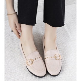 Mocassins bege com enfeite de Verreau dourado 1
