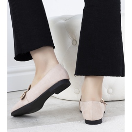 Mocassins bege com enfeite de Verreau dourado 2