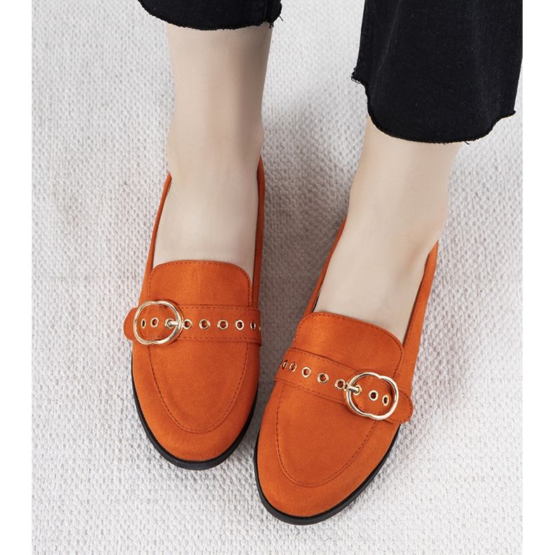 Mocassins laranja com decoração Verreau dourada 1 Mocassins laranja com decoração Verreau dourada 1