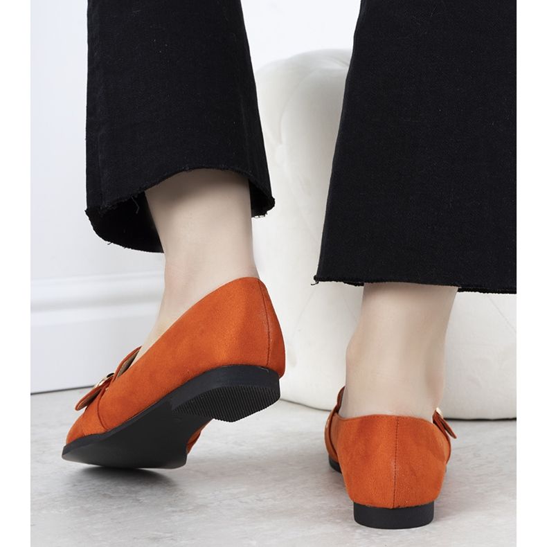 Mocassins laranja com decoração Verreau dourada 2 Mocassins laranja com decoração Verreau dourada 2