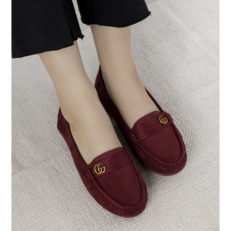 Mocassins cor de vinho em um salto Linette oculto vermelho 2