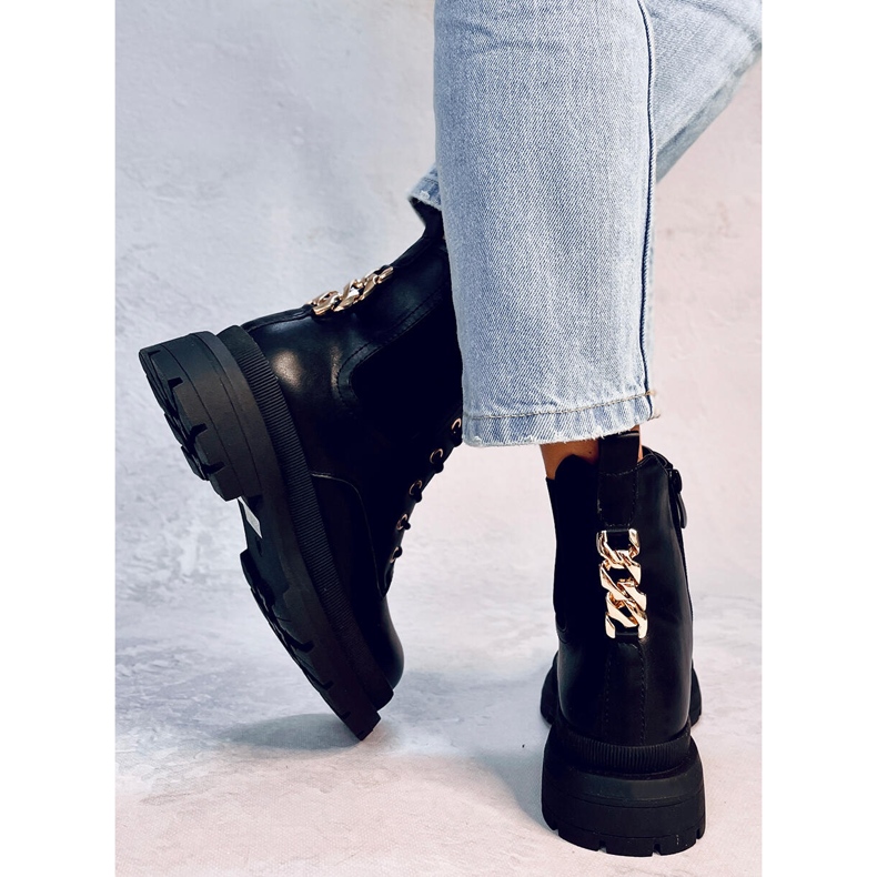 Botas amarradas com corrente Clumsy Black preto 1