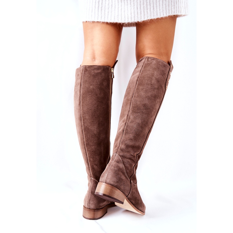 Lewski Shoes Botas de couro camurça veludo terrestre 2840 bege 4