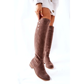 Lewski Shoes Botas de couro camurça veludo terrestre 2840 bege 6