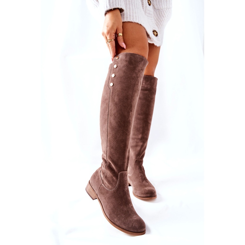 Lewski Shoes Botas de couro camurça veludo terrestre 2840 bege 6