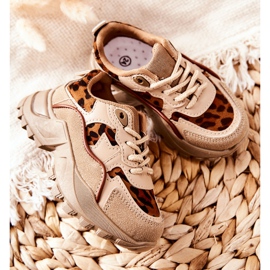 FR1 Calçados infantis esportivos tênis bege-marrom Nila 1