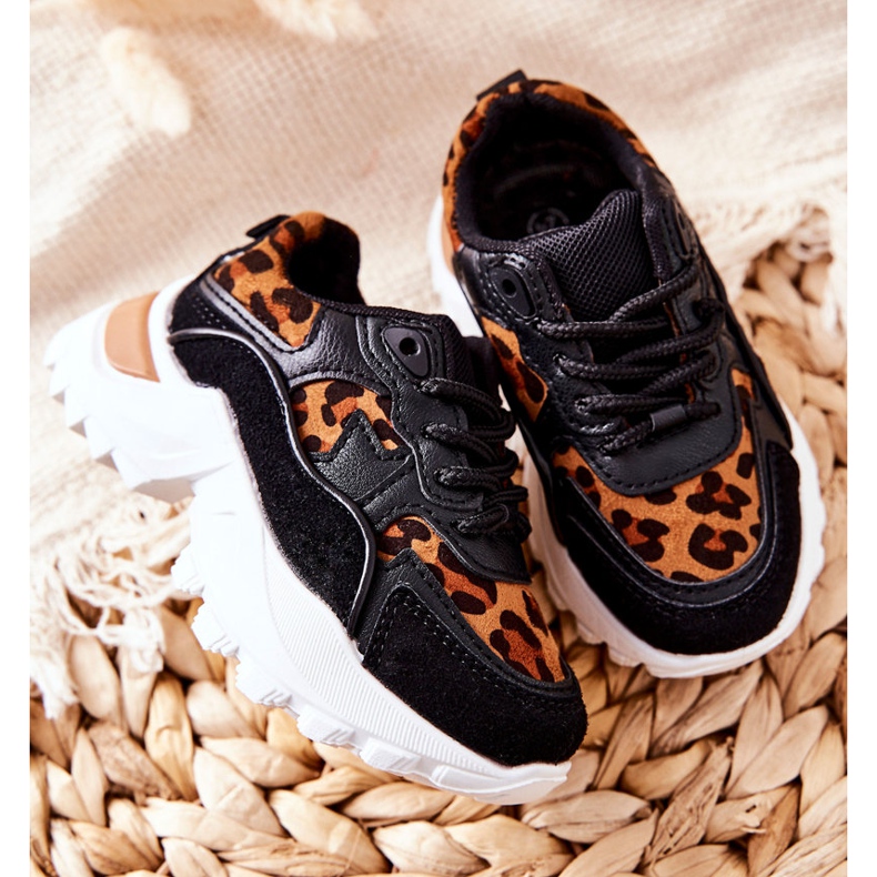 FR1 Calçados infantis esportivos tênis marrom e preto Nila branco 1