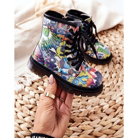 FR1 Botas aquecidas para crianças com zíper colorido de ponta multicolorido 2
