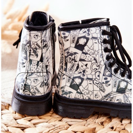 FR1 Botas aquecidas Dexie infantis em preto e branco com zíper 2