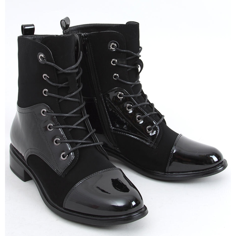 Botas de couro envernizado Nina Black preto 1