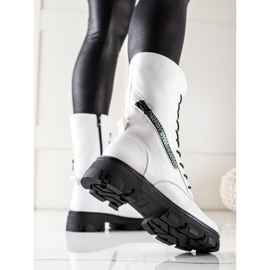 Botas Com Zíper Decorativo Por Sergio Leone branco 1