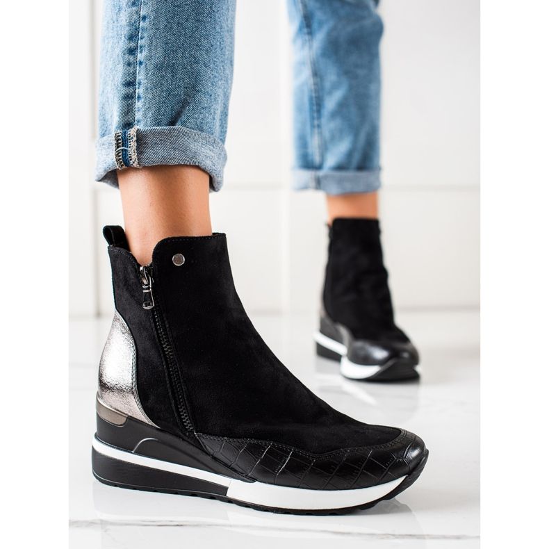 W. Potocki Botas em cunha Potocki preto 1