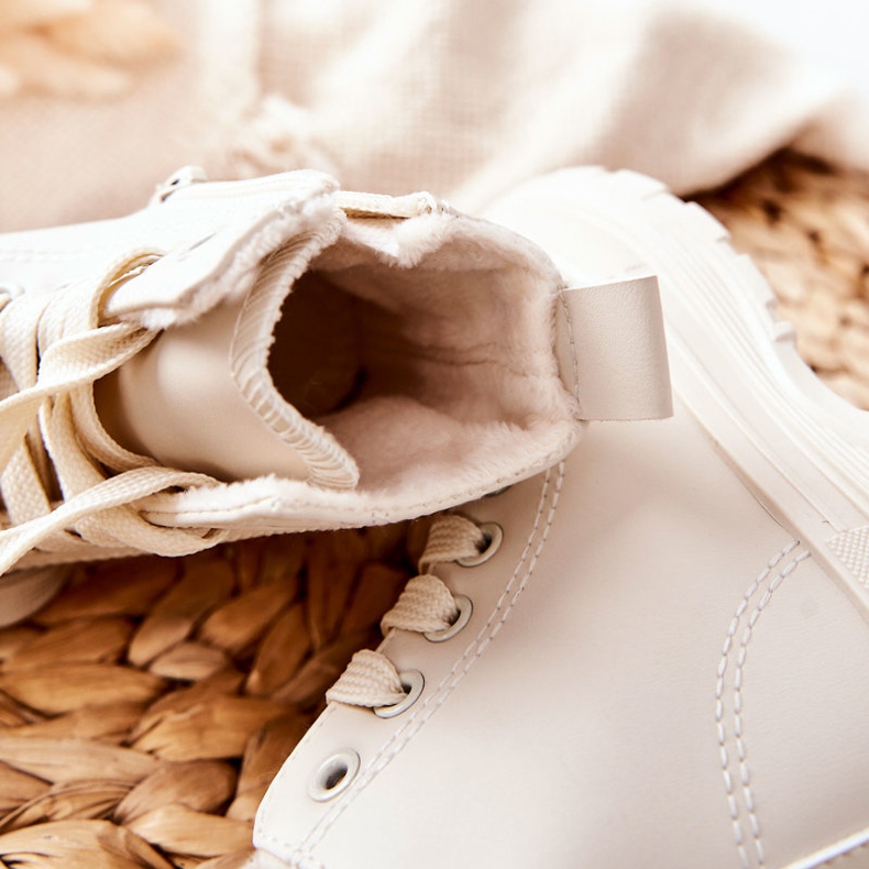 FR1 Tênis infantil de couro quente bege claro Bomi 1