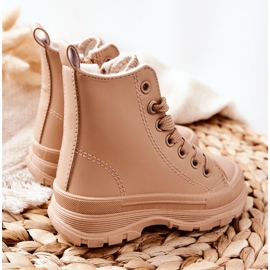 FR1 Sapatilhas Quentes de Couro Infantil Bege Bomi 2