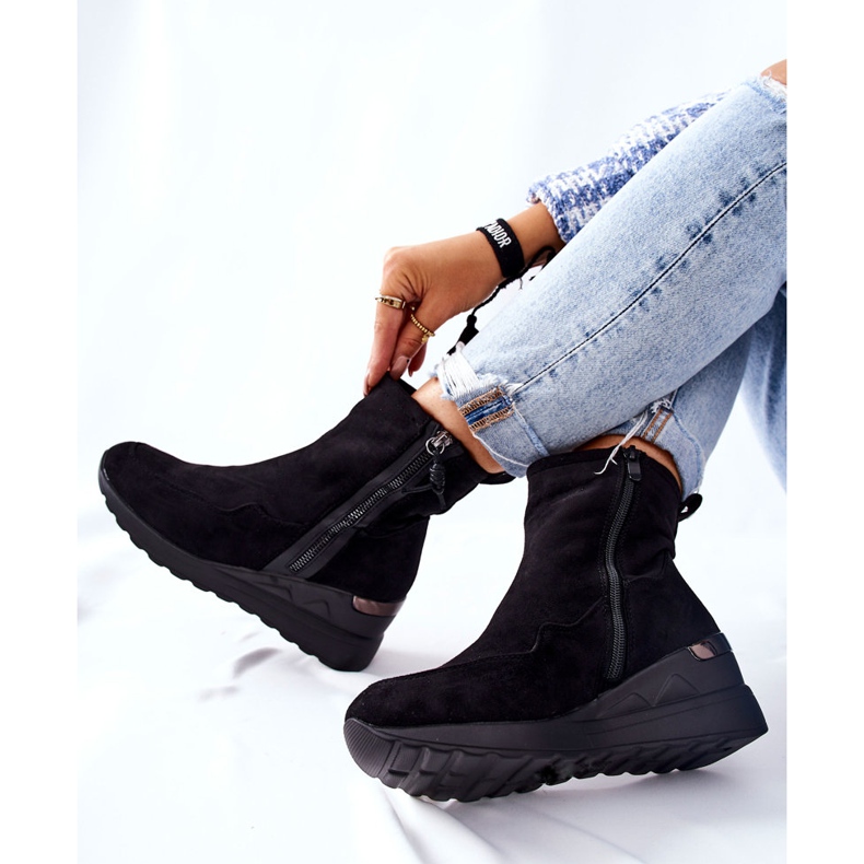 PE1 Botas Black Athelaine Camurça Cunha preto 1