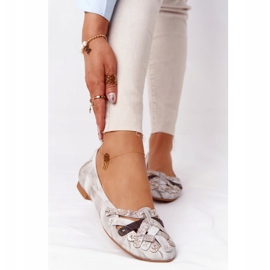 Bailarina de couro feminino Maciejka 01358-44 Dirty Beige bege 1